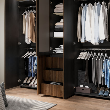 Closet Java Gales y Wengue 230x200cm con Tres Cajones y con Espejo - CLOSETS | Bylmo