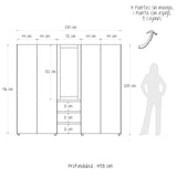 Closet Java Gales y Wengue 230x200cm con Tres Cajones y con Espejo - CLOSETS | Bylmo