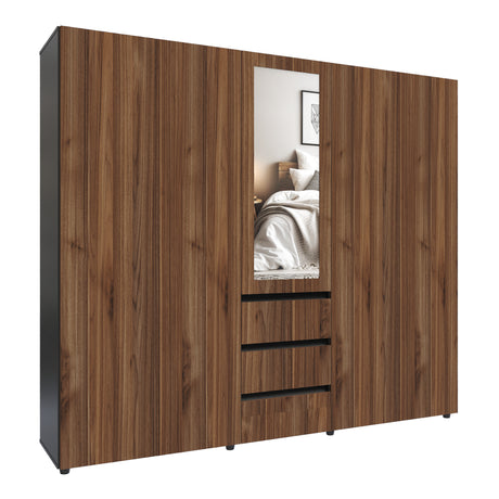 Closet Java Gales y Wengue 230x200cm con Tres Cajones y con Espejo - CLOSETS | Bylmo