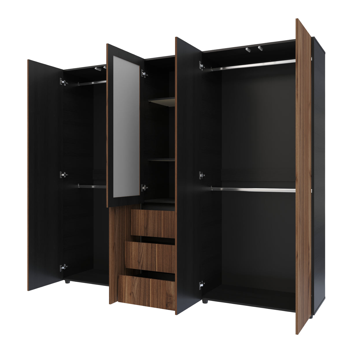 Closet Java Gales y Wengue 230x200cm con Tres Cajones y con Espejo - CLOSETS | Bylmo