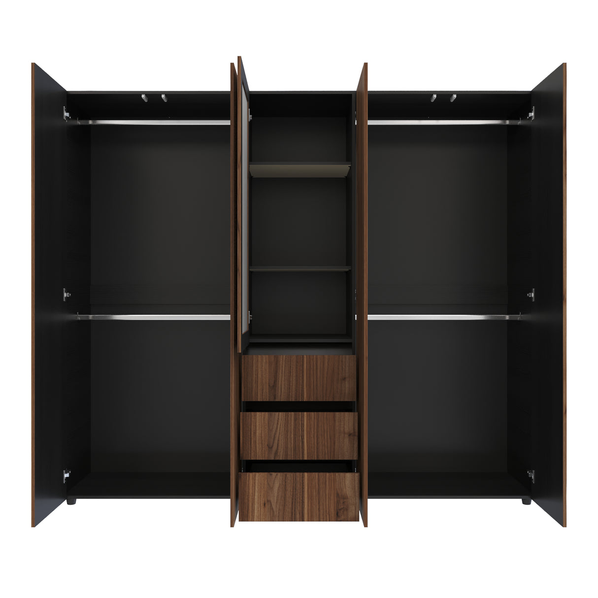 Closet Java Gales y Wengue 230x200cm con Tres Cajones y con Espejo - CLOSETS | Bylmo