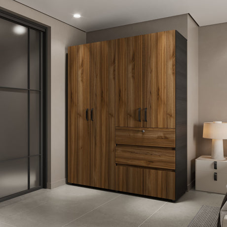 Closet Luanda Gales y Wengue 160x200cm con Tres Cajones - CLOSETS | Bylmo