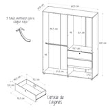 Closet Luanda Gales y Wengue 160x200cm con Tres Cajones - CLOSETS | Bylmo