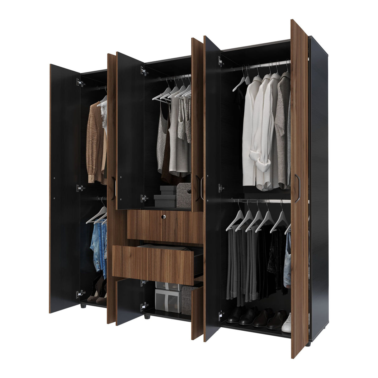 Closet Luanda Gales y Wengue 200x200cm con Dos Cajones - CLOSETS | Bylmo