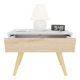 Mesa de Noche y de Centro Rigo Duna y Blanco 60x45cm con Patas y Un Cajón - MESAS DE NOCHE | Bylmo