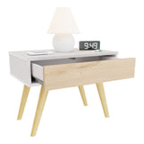 Mesa de Noche y de Centro Rigo Duna y Blanco 60x45cm con Patas y Un Cajón - MESAS DE NOCHE | Bylmo