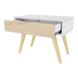 Mesa de Noche y de Centro Rigo Duna y Blanco 60x45cm con Patas y Un Cajón - MESAS DE NOCHE | Bylmo