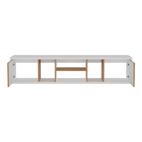 Mesa para TV Flotante Zafiro Blanco y Duna 160x35cm con Dos Cajones y para TV Hasta 65 Pulgadas - MUEBLES DE TV | Bylmo