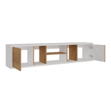 Mesa para TV Flotante Zafiro Blanco y Duna 160x35cm con Dos Cajones y para TV Hasta 65 Pulgadas - MUEBLES DE TV | Bylmo
