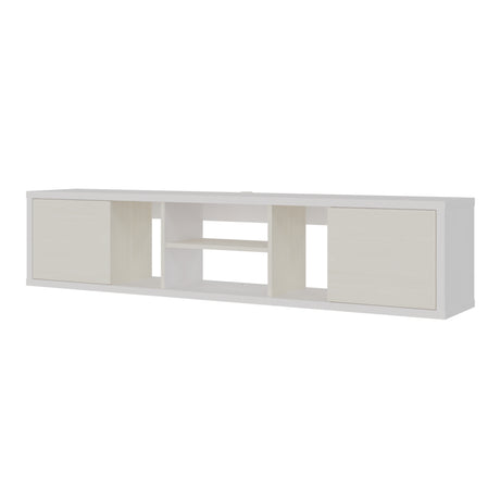 Mesa para TV Flotante Zafiro Blanco y Niebla 160x35cm con Dos Cajones y para TV Hasta 65 Pulgadas - MUEBLES DE TV | Bylmo