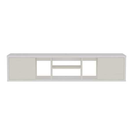 Mesa para TV Flotante Zafiro Blanco y Niebla 160x35cm con Dos Cajones y para TV Hasta 65 Pulgadas - MUEBLES DE TV | Bylmo