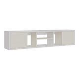 Mesa para TV Flotante Zafiro Blanco y Niebla 160x35cm con Dos Cajones y para TV Hasta 65 Pulgadas - MUEBLES DE TV | Bylmo