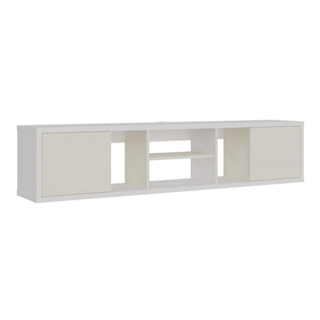 Mesa para TV Flotante Zafiro Blanco y Niebla 160x35cm con Dos Cajones y para TV Hasta 65 Pulgadas - MUEBLES DE TV | Bylmo
