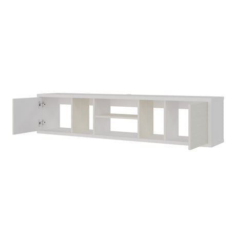 Mesa para TV Flotante Zafiro Blanco y Niebla 160x35cm con Dos Cajones y para TV Hasta 65 Pulgadas - MUEBLES DE TV | Bylmo