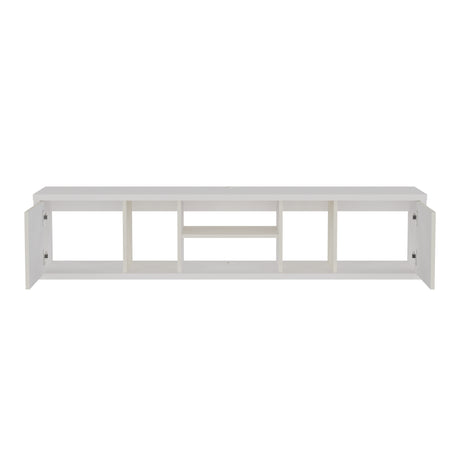 Mesa para TV Flotante Zafiro Blanco y Niebla 160x35cm con Dos Cajones y para TV Hasta 65 Pulgadas - MUEBLES DE TV | Bylmo