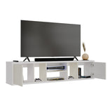 Mesa para TV Flotante Zafiro Blanco y Niebla 160x35cm con Dos Cajones y para TV Hasta 65 Pulgadas - MUEBLES DE TV | Bylmo