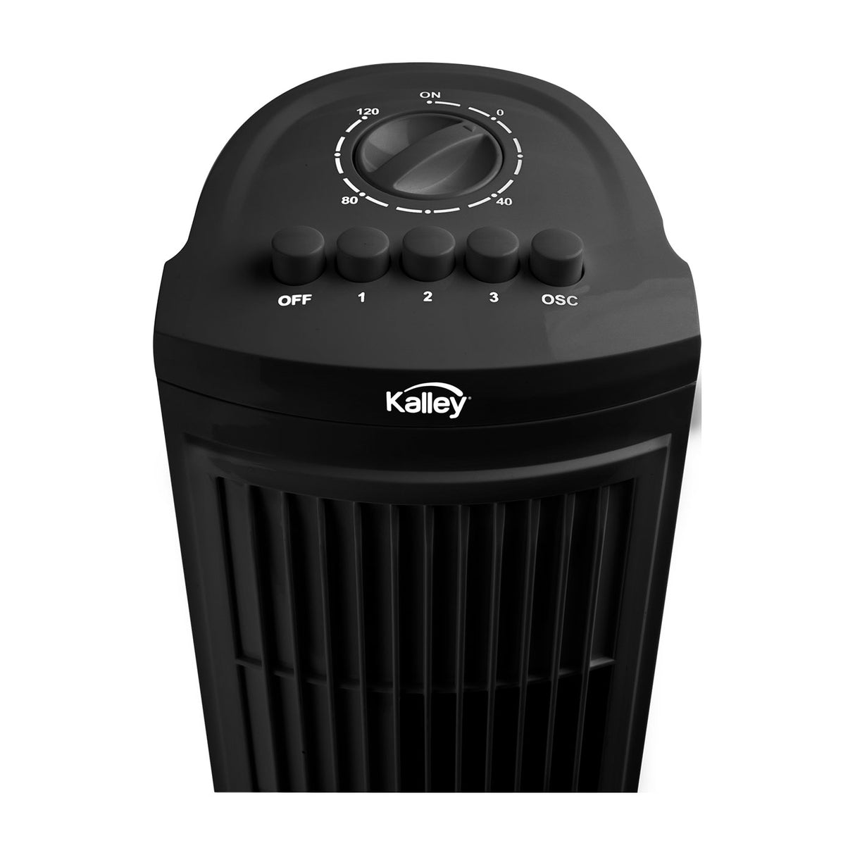 Ventilador de Torre Kalley Negro 26x76.6cm de Tres Velocidades con Oscilación y con Temporizador - VENTILADORES | Bylmo