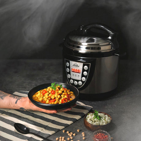 Olla Multifuncional Plateado y Negro 27.5x32cm de 4 Litros con Seis Funciones preconfiguradas - OLLAS MULTIFUNCIONALES | Bylmo