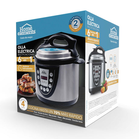 Olla Multifuncional Plateado y Negro 27.5x32cm de 4 Litros con Seis Funciones preconfiguradas - OLLAS MULTIFUNCIONALES | Bylmo