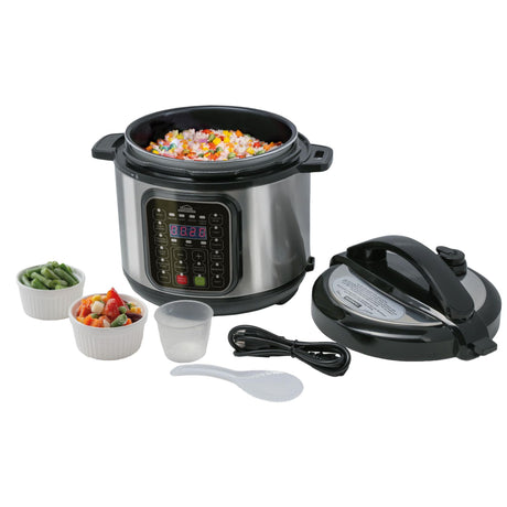 Olla Multifuncional Plateado y Negro 28.8x31.6cm de 4 Litros con Doce Funciones preconfiguradas - OLLAS MULTIFUNCIONALES | Bylmo