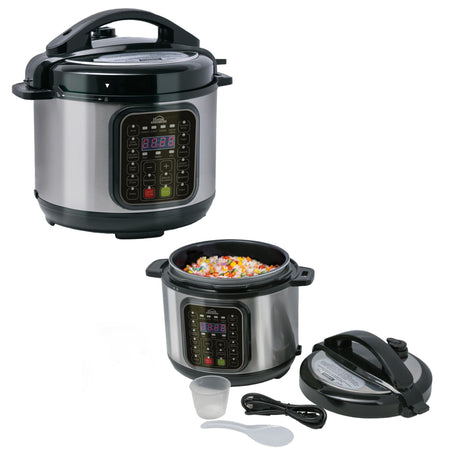 Olla Multifuncional Plateado y Negro 28.8x31.6cm de 4 Litros con Doce Funciones preconfiguradas - OLLAS MULTIFUNCIONALES | Bylmo