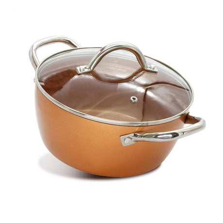 Olla Alta Cobre 23x15cm De 2.5 Litros Apta para Inducción con Mango de Acero Inoxidable - OLLAS Y SARTENES | Bylmo