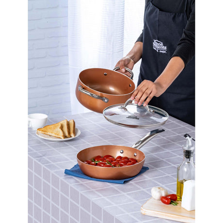 Olla Alta Cobre 23x15cm De 2.5 Litros Apta para Inducción con Mango de Acero Inoxidable - OLLAS Y SARTENES | Bylmo