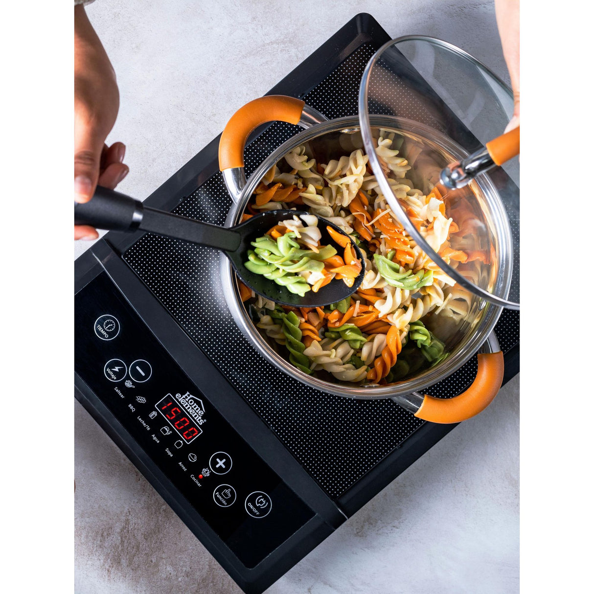 Olla Alta Plateado y Cobre 19.5x17.5cm De 2.5 Litros Apta para Inducción con Mango de Silicona - OLLAS Y SARTENES | Bylmo