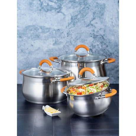 Olla Alta Plateado y Cobre 19.5x17.5cm De 2.5 Litros Apta para Inducción con Mango de Silicona - OLLAS Y SARTENES | Bylmo