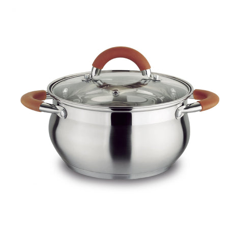 Olla Alta Plateado y Cobre 23.5x20cm De 4.6 Litros Apta para Inducción con Mango de Silicona - OLLAS Y SARTENES | Bylmo