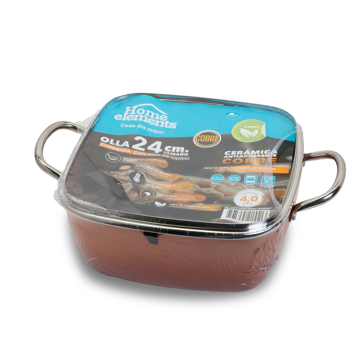 Olla Alta Cobre 25x12cm De 4 Litros Apta para Inducción con Mango de Acero Inoxidable - OLLAS Y SARTENES | Bylmo