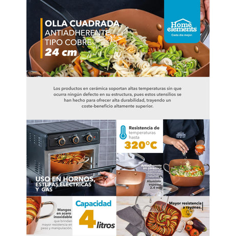 Olla Alta Cobre 25x12cm De 4 Litros Apta para Inducción con Mango de Acero Inoxidable - OLLAS Y SARTENES | Bylmo