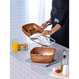 Olla Alta Cobre 25x12cm De 4 Litros Apta para Inducción con Mango de Acero Inoxidable - OLLAS Y SARTENES | Bylmo