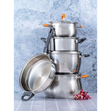 Olla Alta Plateado y Cobre 25x12cm De 6.3 Litros Apta para Inducción con Mango de Silicona - OLLAS Y SARTENES | Bylmo