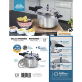 Olla de Presión Plateado y Negro 27.2x24.3cm De 7 Litros Apta para Inducción con Mango de Baquelita - OLLAS Y SARTENES | Bylmo