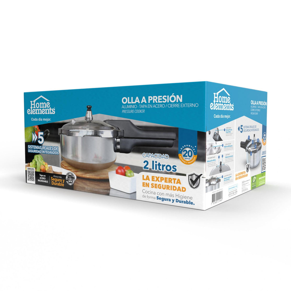 Olla de Presión Plateado y Negro 20.5x17cm De 2 Litros Apta para Inducción con Mango de Baquelita - OLLAS Y SARTENES | Bylmo