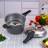 Olla de Presión Gris y Negro 22.5x19.5cm De 5.6 Litros Apta para Inducción con Mango de Baquelita - OLLAS Y SARTENES | Bylmo