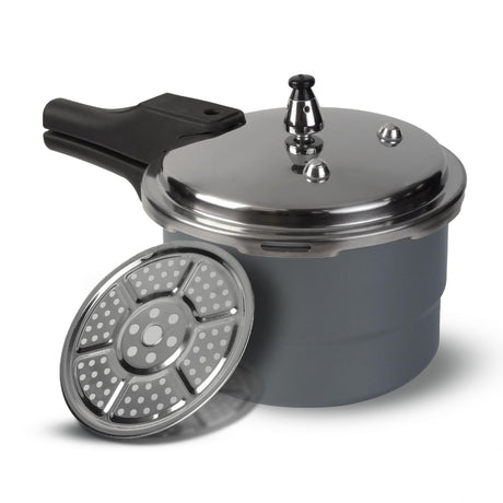 Olla de Presión Gris y Negro 20.4x17.6cm De 4.2 Litros Apta para Inducción con Mango de Baquelita - OLLAS Y SARTENES | Bylmo