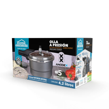 Olla de Presión Gris y Negro 20.4x17.6cm De 4.2 Litros Apta para Inducción con Mango de Baquelita - OLLAS Y SARTENES | Bylmo