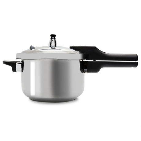 Olla de Presión Plateado y Negro 25.5x20.2cm De 5.6 Litros con Mango de Baquelita - OLLAS Y SARTENES | Bylmo