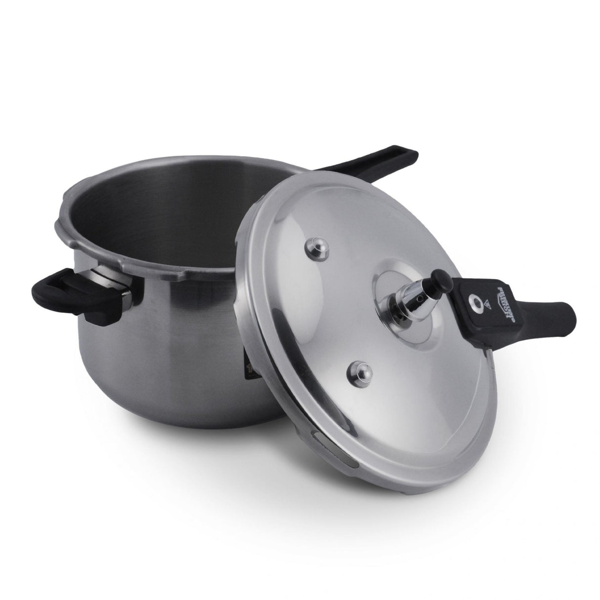 Olla de Presión Plateado y Negro 25.5x20.2cm De 5.6 Litros con Mango de Baquelita - OLLAS Y SARTENES | Bylmo