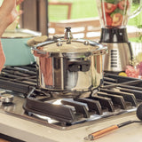 Olla de Presión Plateado y Negro 23x19cm De 4.2 Litros Apta para Inducción con Mango de Baquelita - OLLAS Y SARTENES | Bylmo