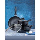 Batería de Cocina Cinco Piezas Negro 24x15cm De 3.6 Litros Apta para Inducción con Mango de Baquelita - OLLAS Y SARTENES | Bylmo