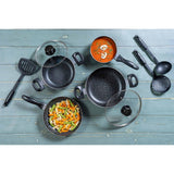 Batería de Cocina Siete Piezas Negro 24x8.2cm De 3.6 Litros Apta para Inducción con Mango de Baquelita - OLLAS Y SARTENES | Bylmo