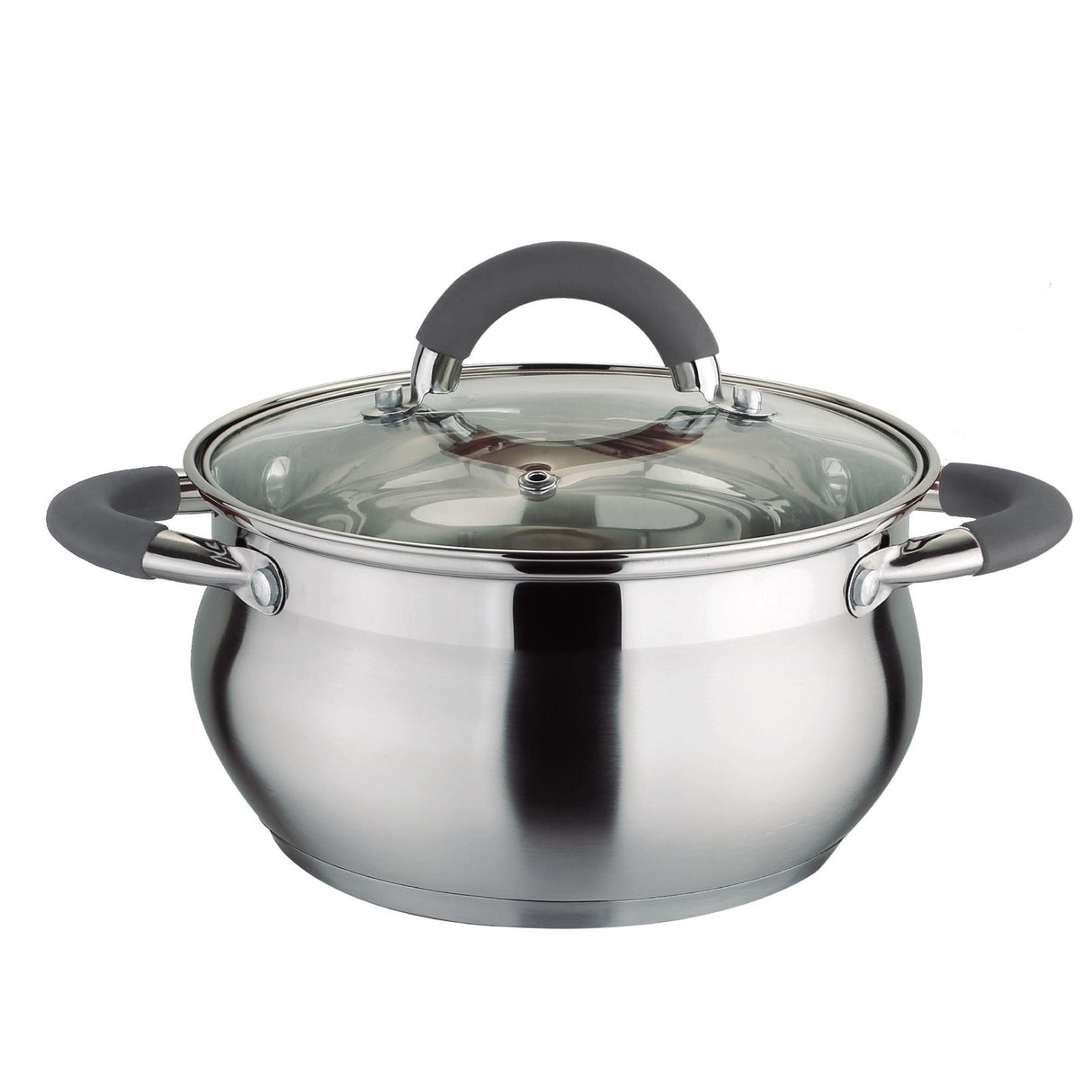 Olla Alta Plateado y Gris 23.5x20cm De 4.6 Litros Apta para Inducción con Mango de Silicona - OLLAS Y SARTENES | Bylmo