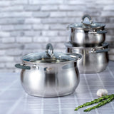 Olla Alta Plateado y Gris 23.5x20cm De 4.6 Litros Apta para Inducción con Mango de Silicona - OLLAS Y SARTENES | Bylmo