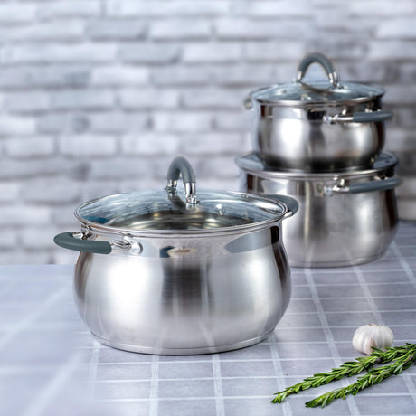 Olla Alta Plateado y Gris 23.5x20cm De 4.6 Litros Apta para Inducción con Mango de Silicona - OLLAS Y SARTENES | Bylmo