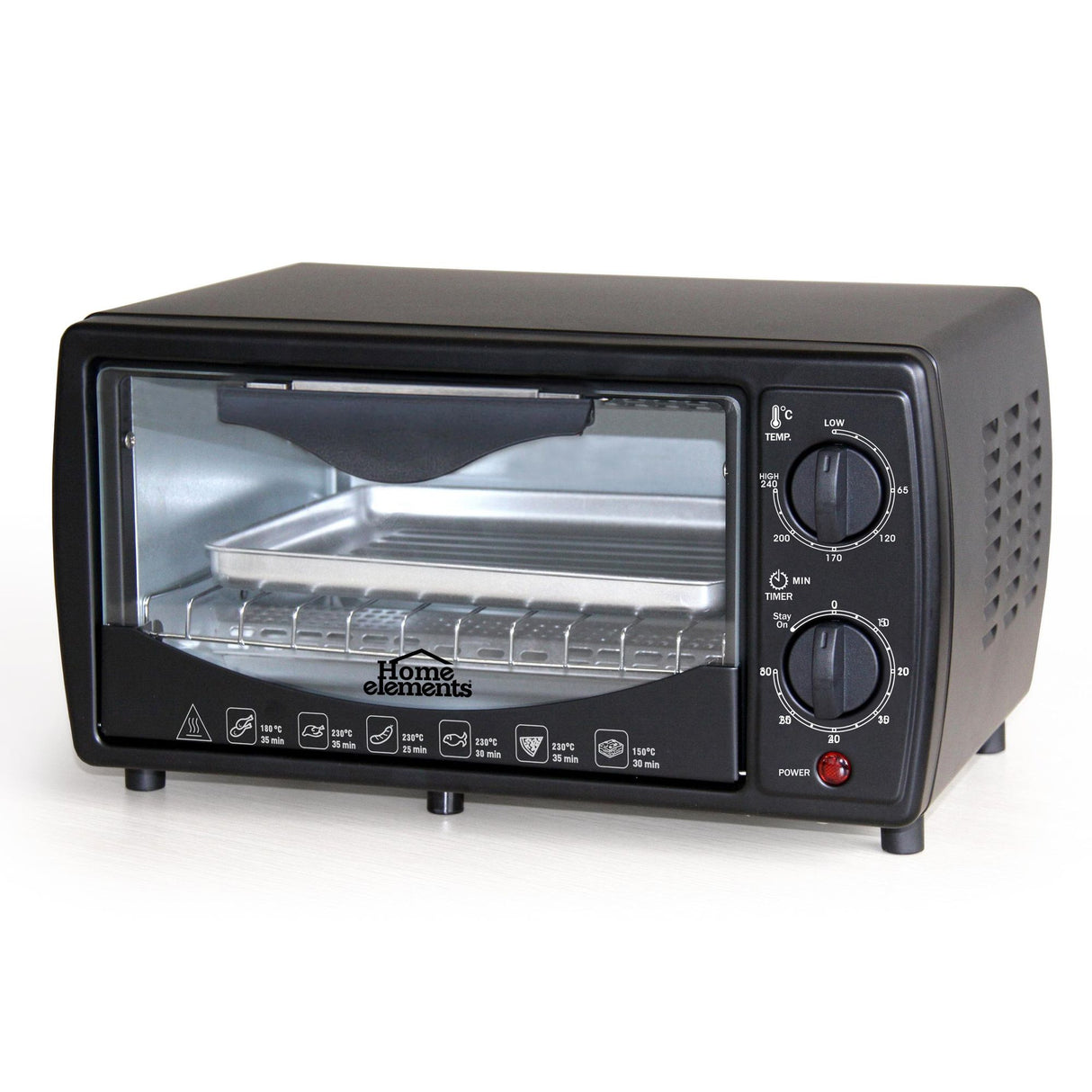 Horno Tostador Negro 28x20cm de 9 Litros con Temporizador - HORNOS TOSTADORES | Bylmo