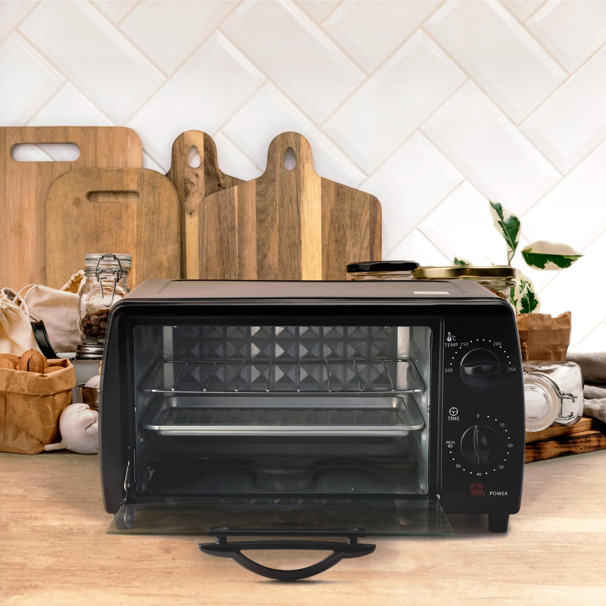 Horno Tostador Negro 26.5x20.5cm de 9 Litros con Temporizador - HORNOS TOSTADORES | Bylmo