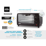 Horno Tostador Negro 26.5x20.5cm de 9 Litros con Temporizador - HORNOS TOSTADORES | Bylmo